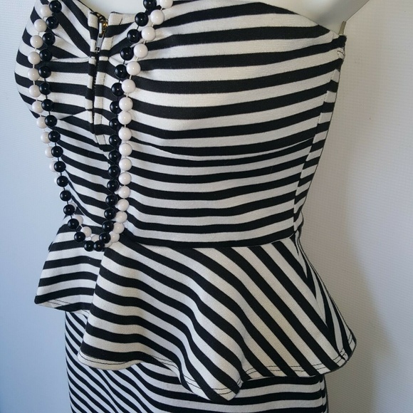 Halloween Black & White Striped Dress Mafia Size S - Picture 3 of 5